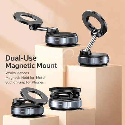 2026 New 360° Rotating Magnetic Vacuum Car Phone Holder – Foldable Dashboard Mount, Strong Suction, Multi-Angle Navigation Stand