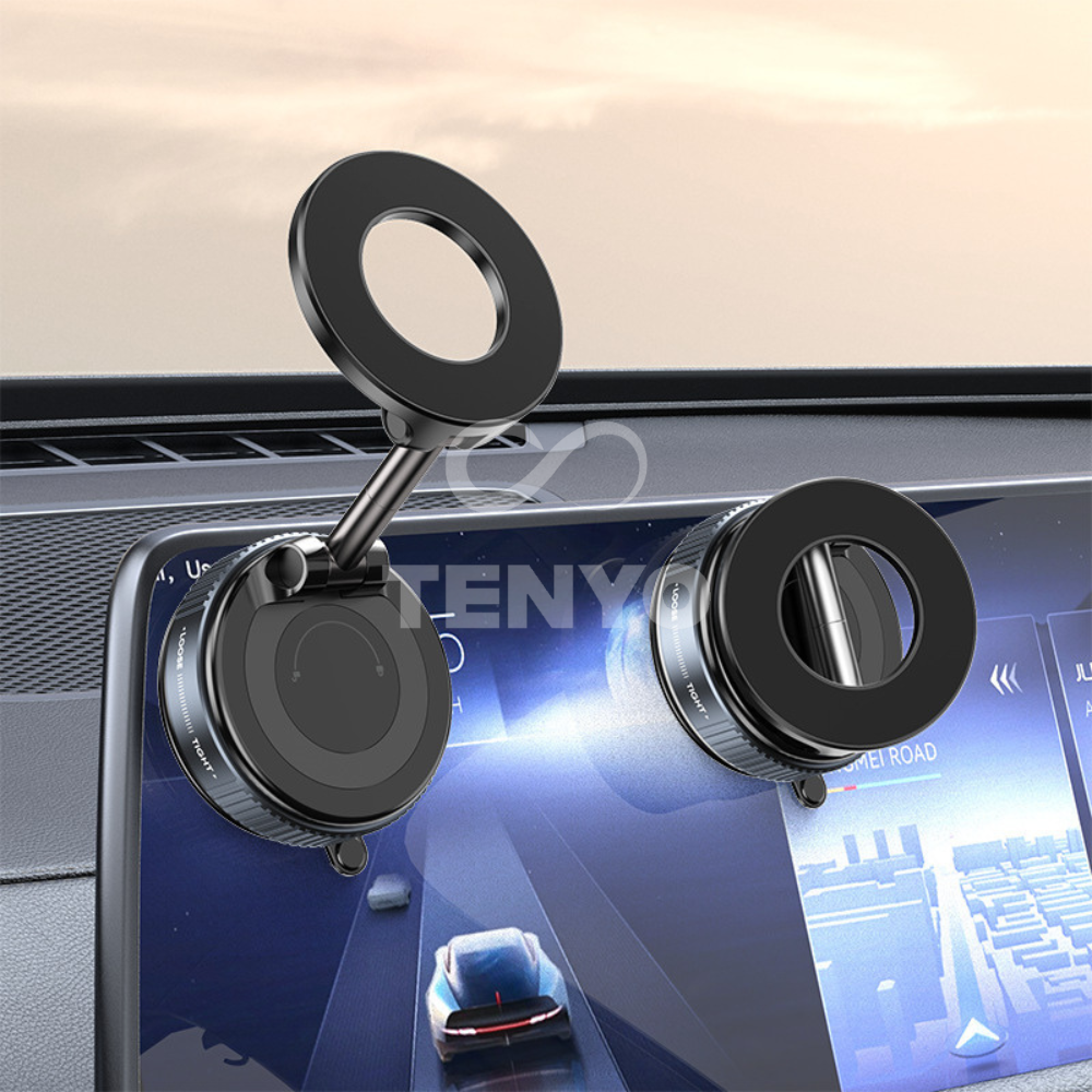 2026 New 360° Rotating Magnetic Vacuum Car Phone Holder – Foldable Dashboard Mount, Strong Suction, Multi-Angle Navigation Stand